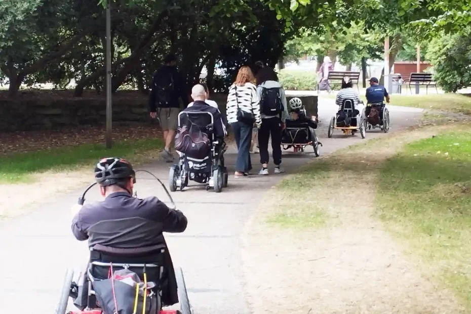 handbike senda fluvial río piles Gijón